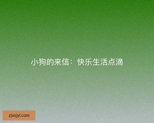 小狗的来信：快乐生活点滴