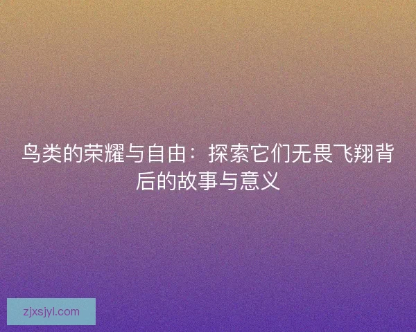 鸟类的荣耀与自由：探索它们无畏飞翔背后的故事与意义