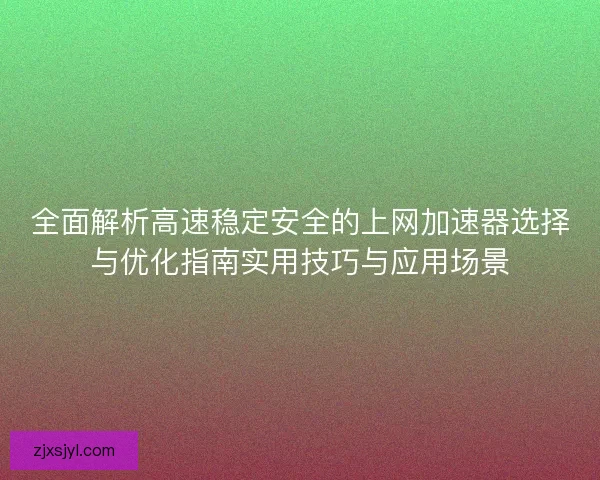 全面解析高速稳定安全的上网加速器选择与优化指南实用技巧与应用场景