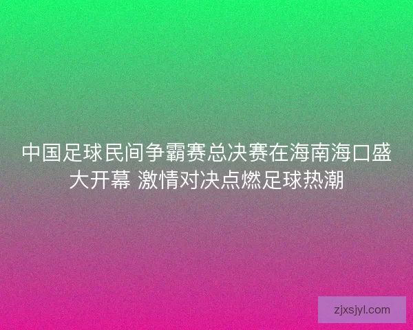 中国足球民间争霸赛总决赛在海南海口盛大开幕 激情对决点燃足球热潮