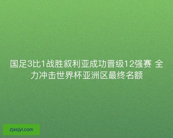 国足3比1战胜叙利亚成功晋级12强赛 全力冲击世界杯亚洲区最终名额
